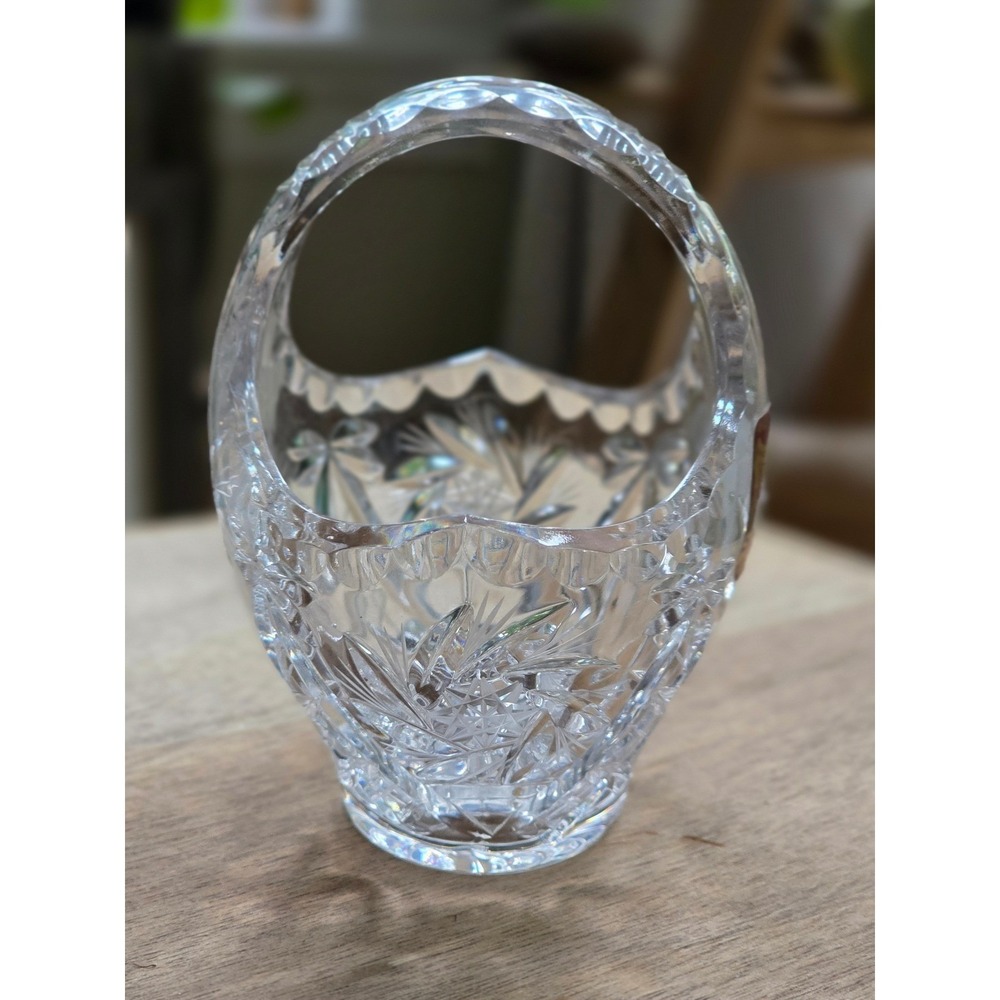 Ruckl & Sons Bohemia Lead Crystal Basket Hand Cut Czech Republic Starburst 24% - Picture 5 of 16
